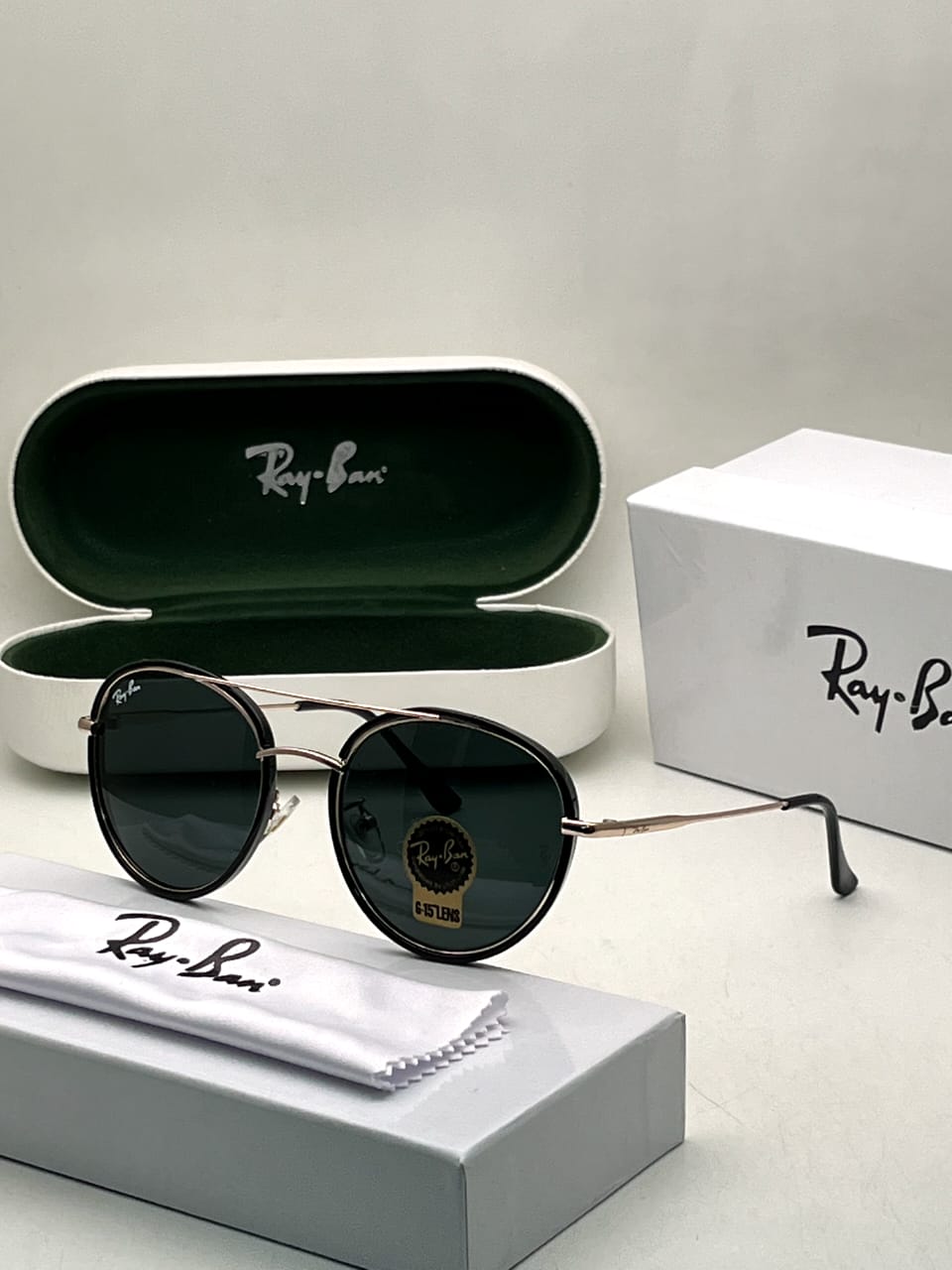 Ray-Ban Latest Fancy All Season Special RB Square Black & Gold 5328 Trending Hot Favorite Fashionable Sunglass For Unisex.