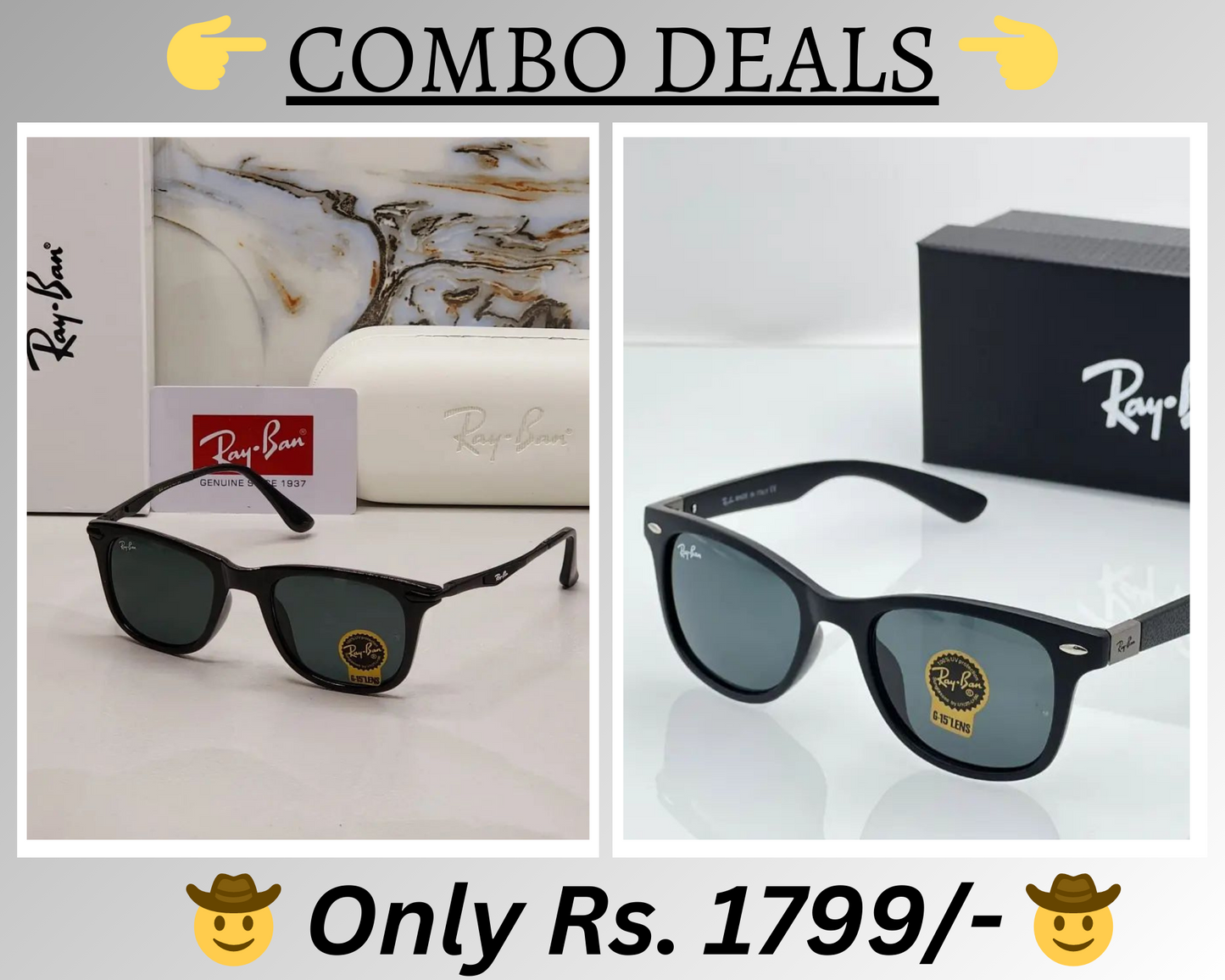 RAY-BAN New Top Trending Men's Pack Of 2 Combo Hot Favourite Wintage Sunglass For Unisex.