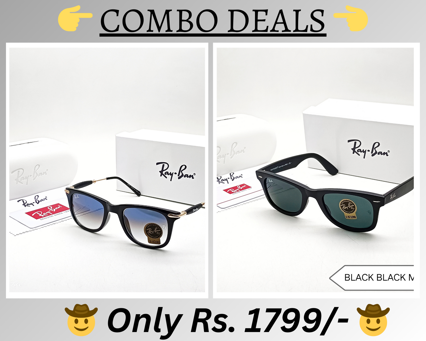 RAY-BAN New Top Trending Men's Pack Of 2 Combo Hot Favourite Wintage Sunglass For Unisex.