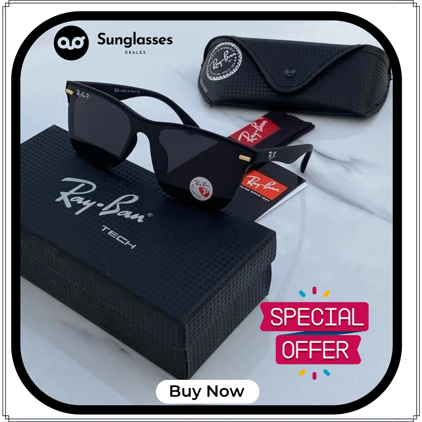 RAY-BAN Black ( 650 ) New 26-mm Men's Sunglasses.