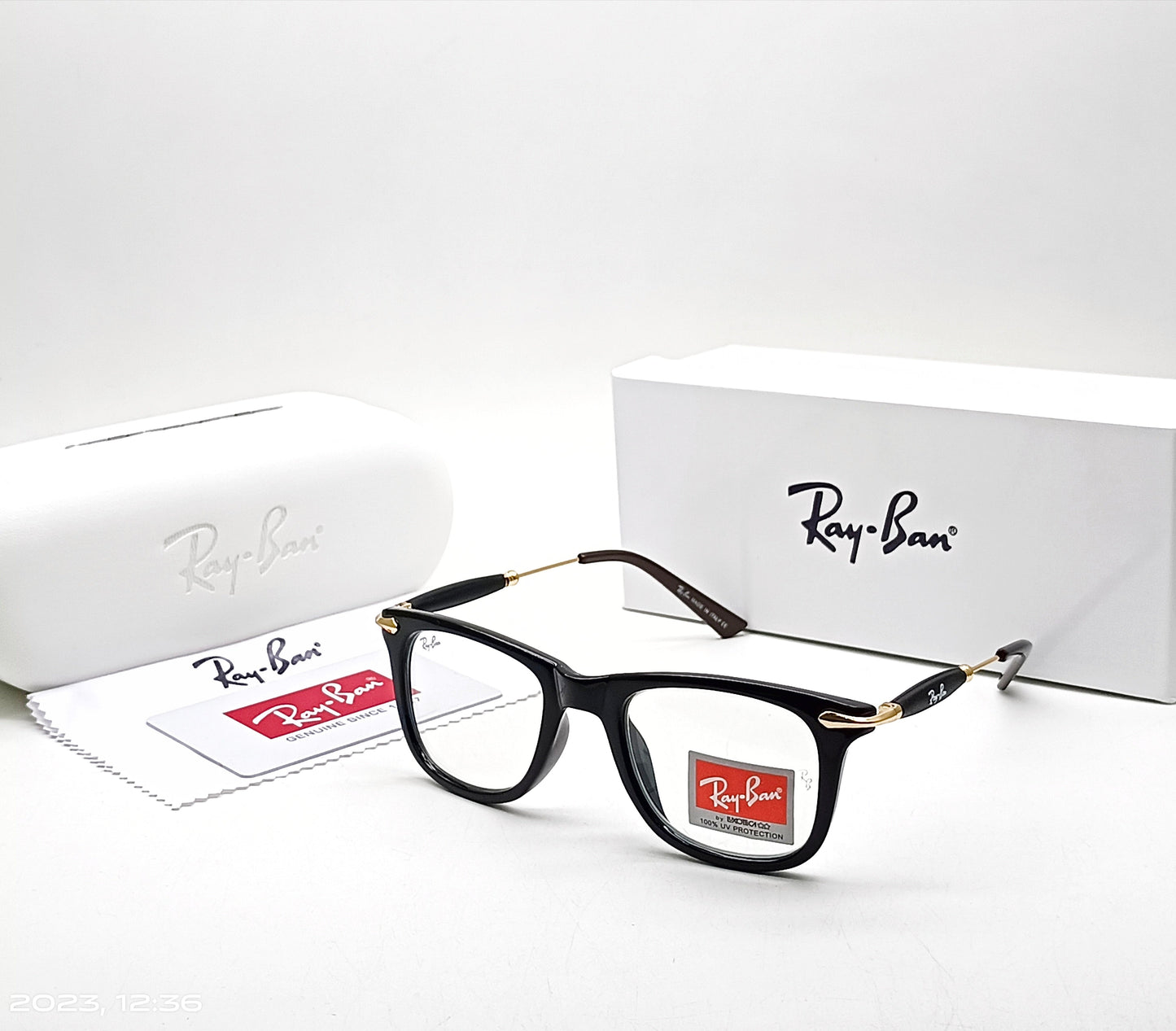 RAY-BAN D/N & Gold 2148 Square Metal Trendy Hot Favourite Wintage Sunglass For Unisex.