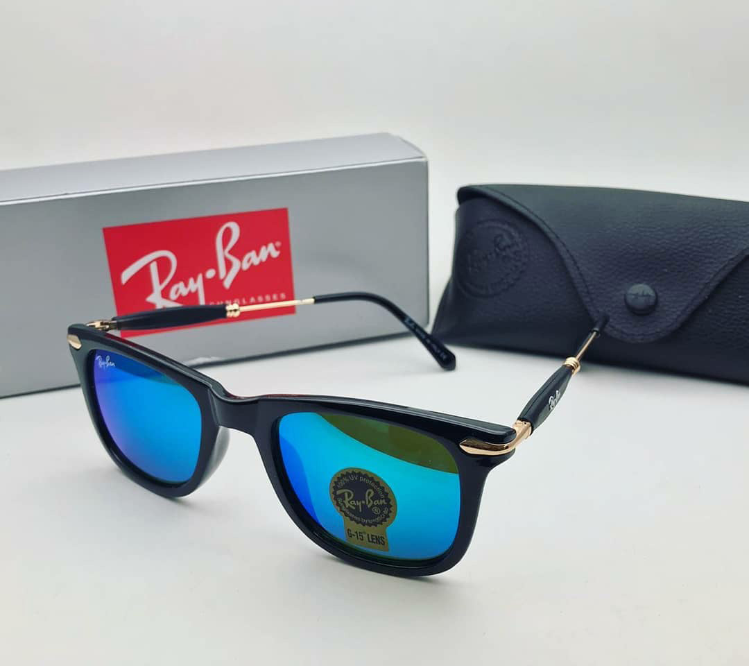 RAY-BAN New Modern Addition Blue & Gold 2148 Square Sunglass For Unisex