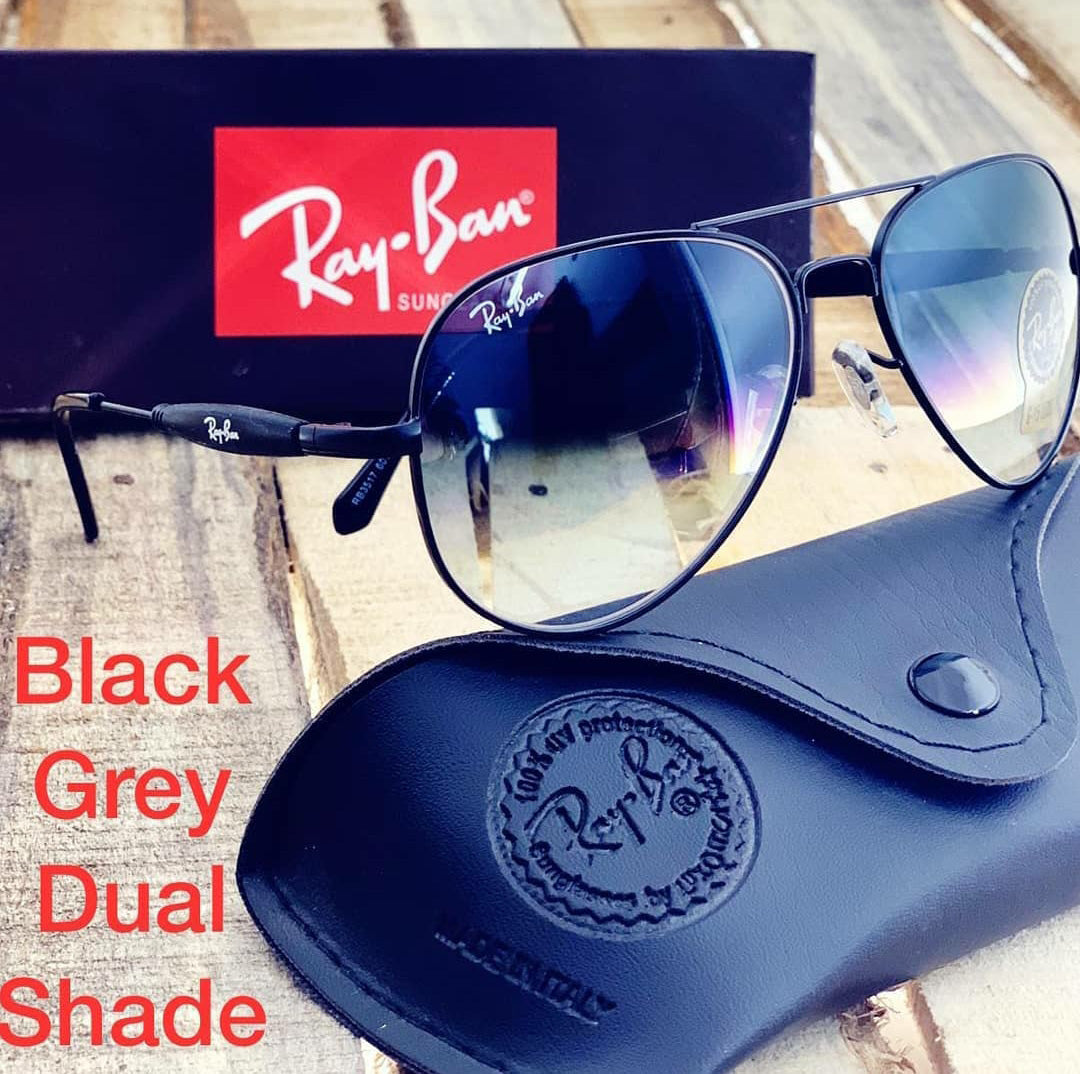 RAY-BAN Blue Shaded & Black 3517 Oval Trendy Hot Favourite Wintage Sunglass For Unisex.