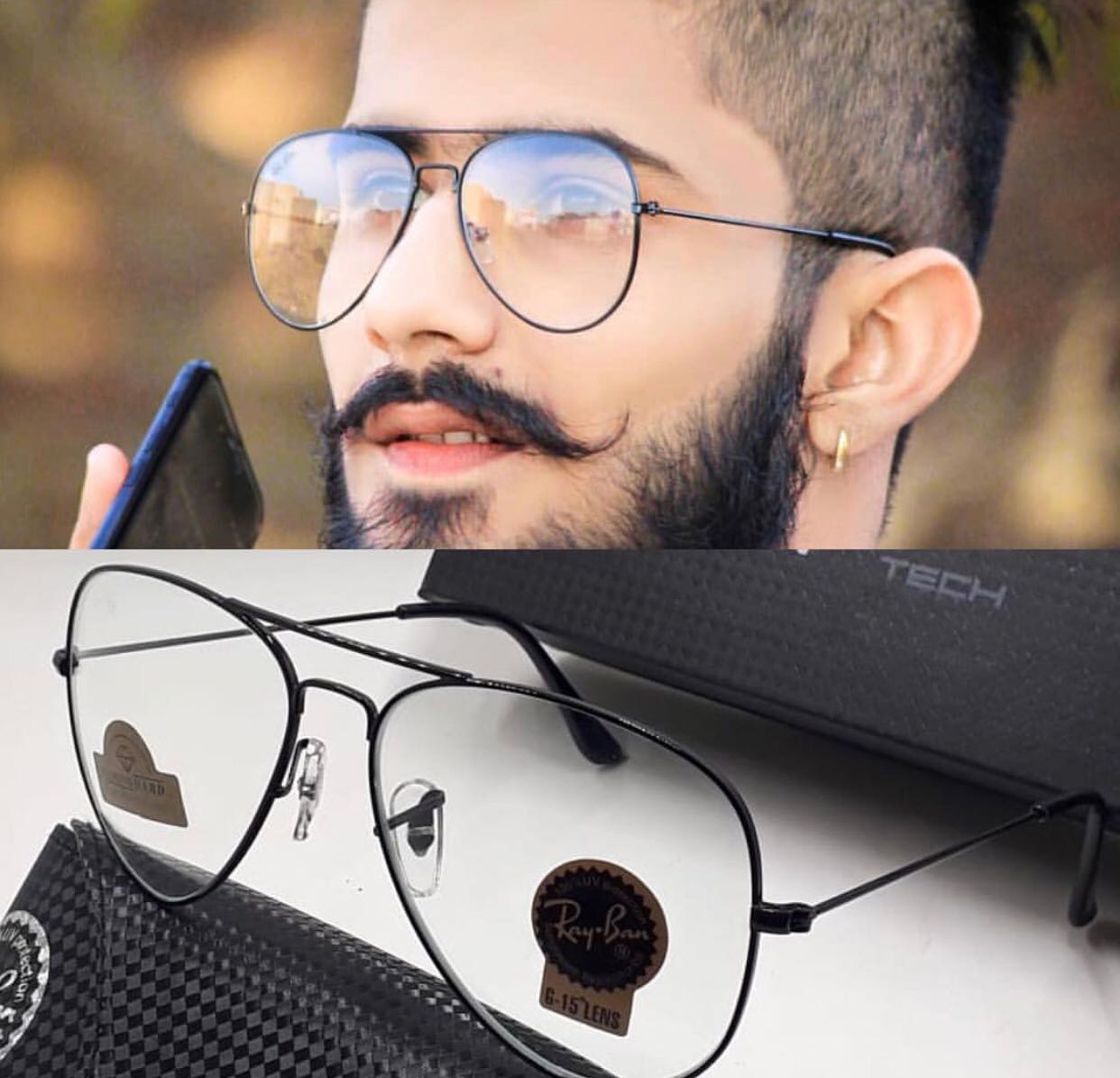 RAY-BAN Clear Day-Night & Black 3026 Aviator Causal Latest Sunglass For Unisex.