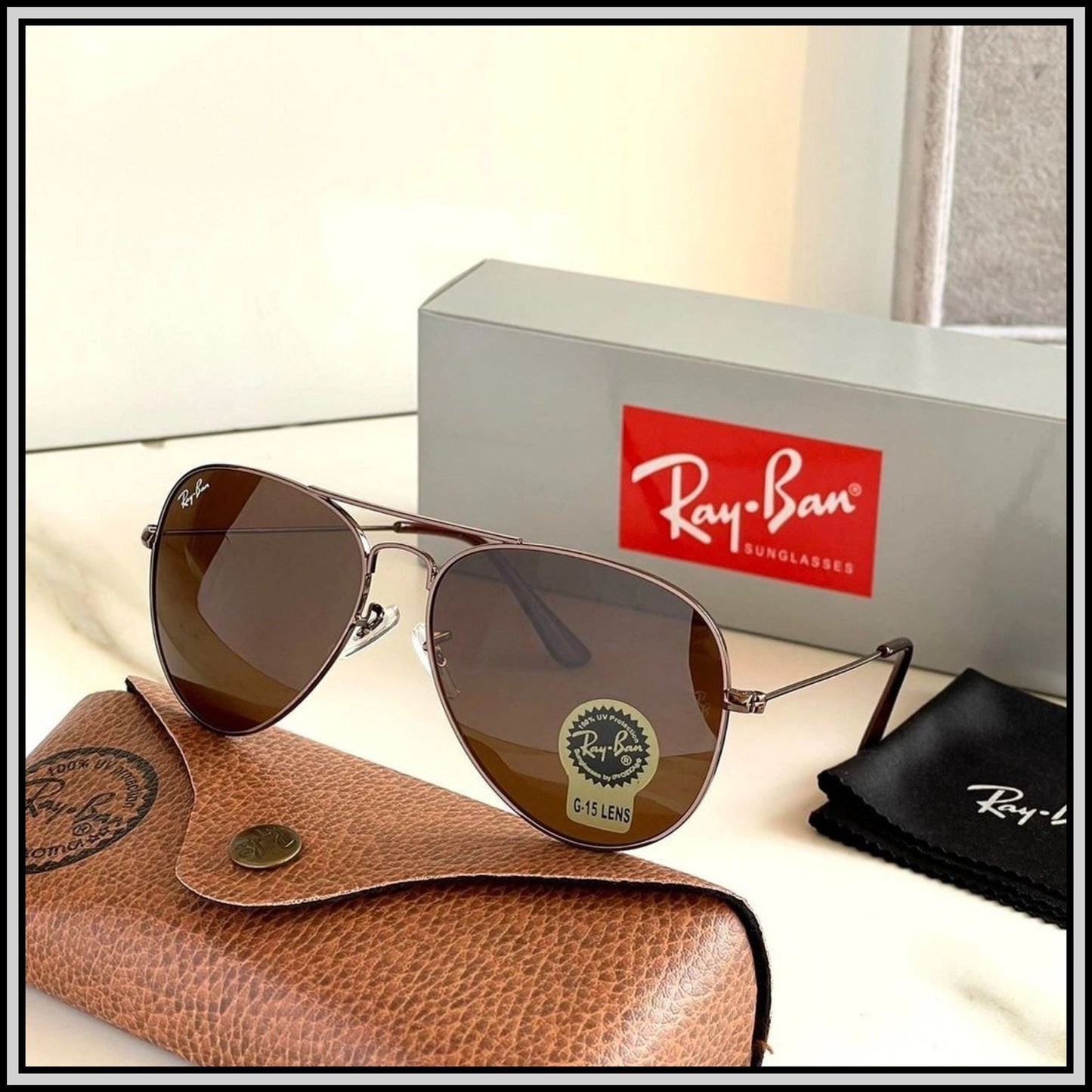 RAY-BAN Brown & Brown ( 3026 ) New 26-mm Men's Sunglasses.