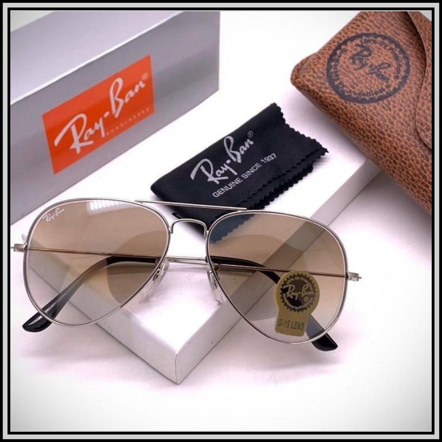 RAY-BAN Brown Dc & Gold ( 3026 ) New 26-mm Men's Sunglasses.