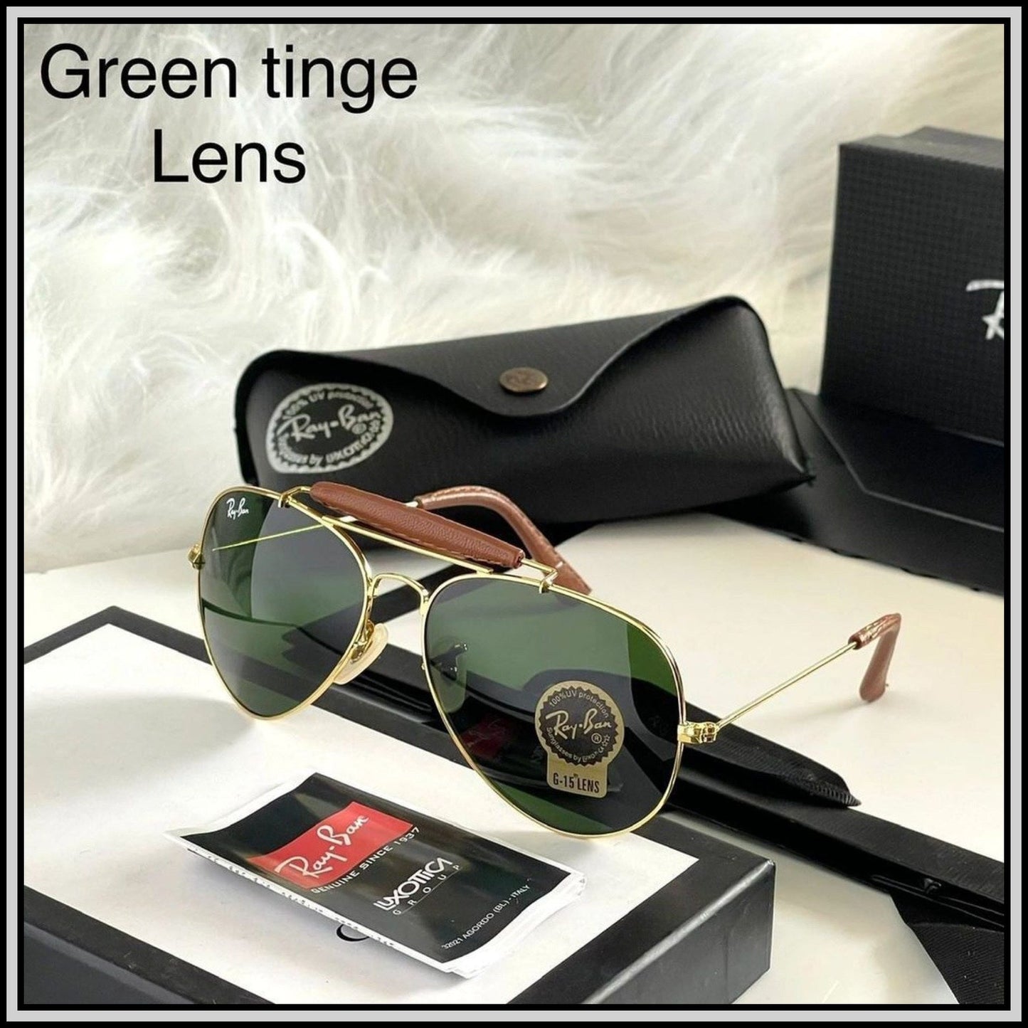 RAY-BAN Green & Gold ( 3422 ) New 26-mm Men's Sunglasses.