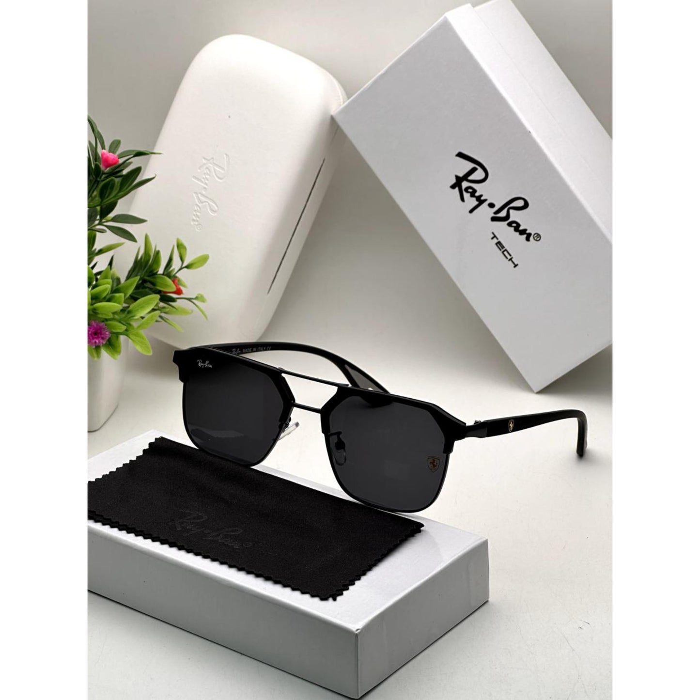 Ray-Ban Latest Fancy All Season Special RB Square Brown Shade Gold 5131 Trending Hot Favorite Fashionable Sunglass For Unisex.
