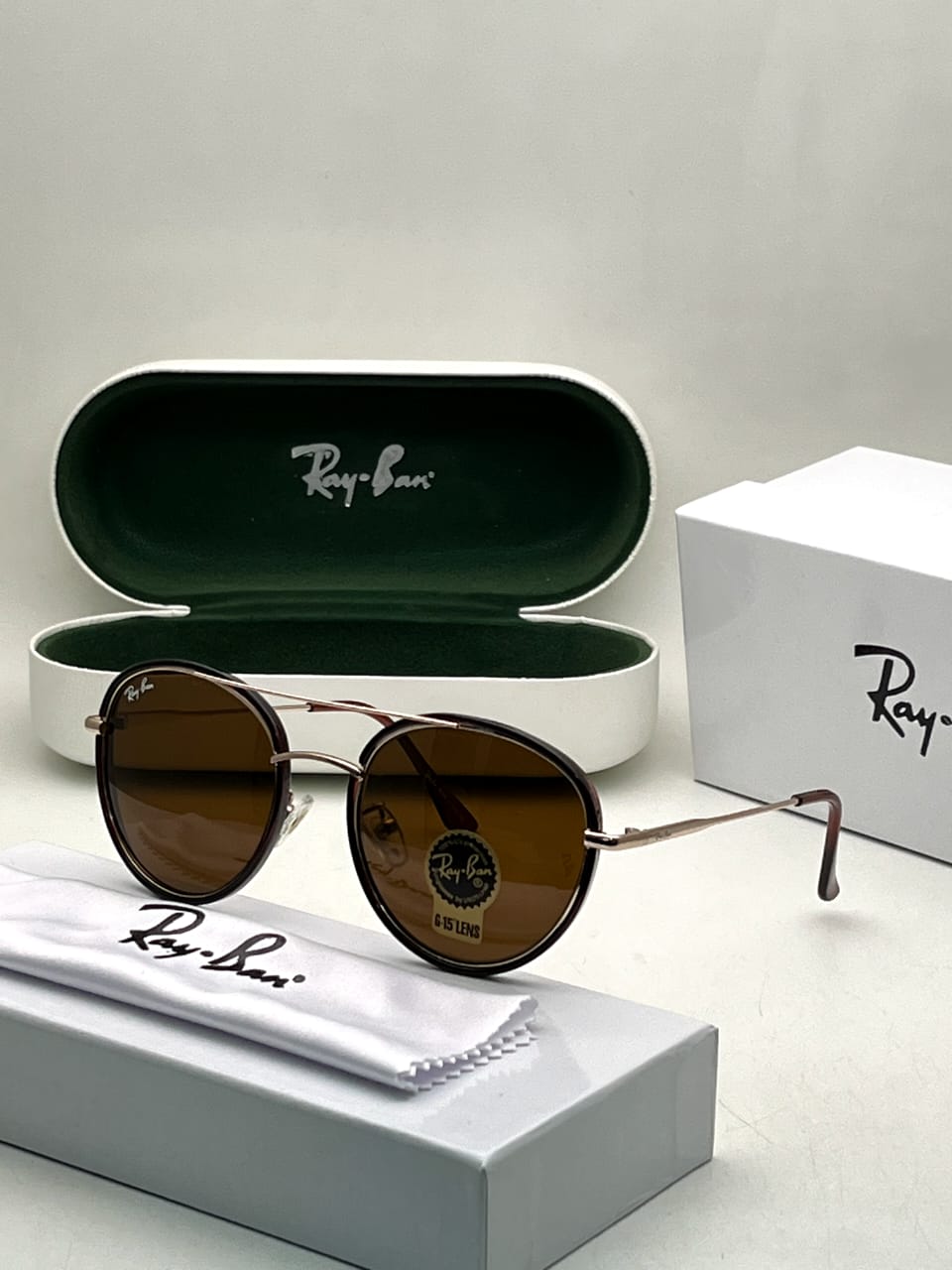 Ray-Ban Latest Fancy All Season Special RB Square Brown & Gold 5328 Trending Hot Favorite Fashionable Sunglass For Unisex.