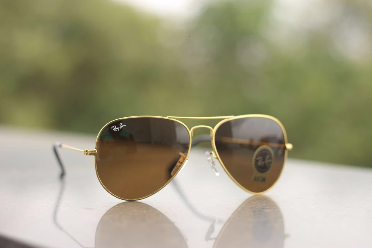 RAY-BAN Brown & Gold ( 3026 ) New 26-mm Men's Sunglasses.