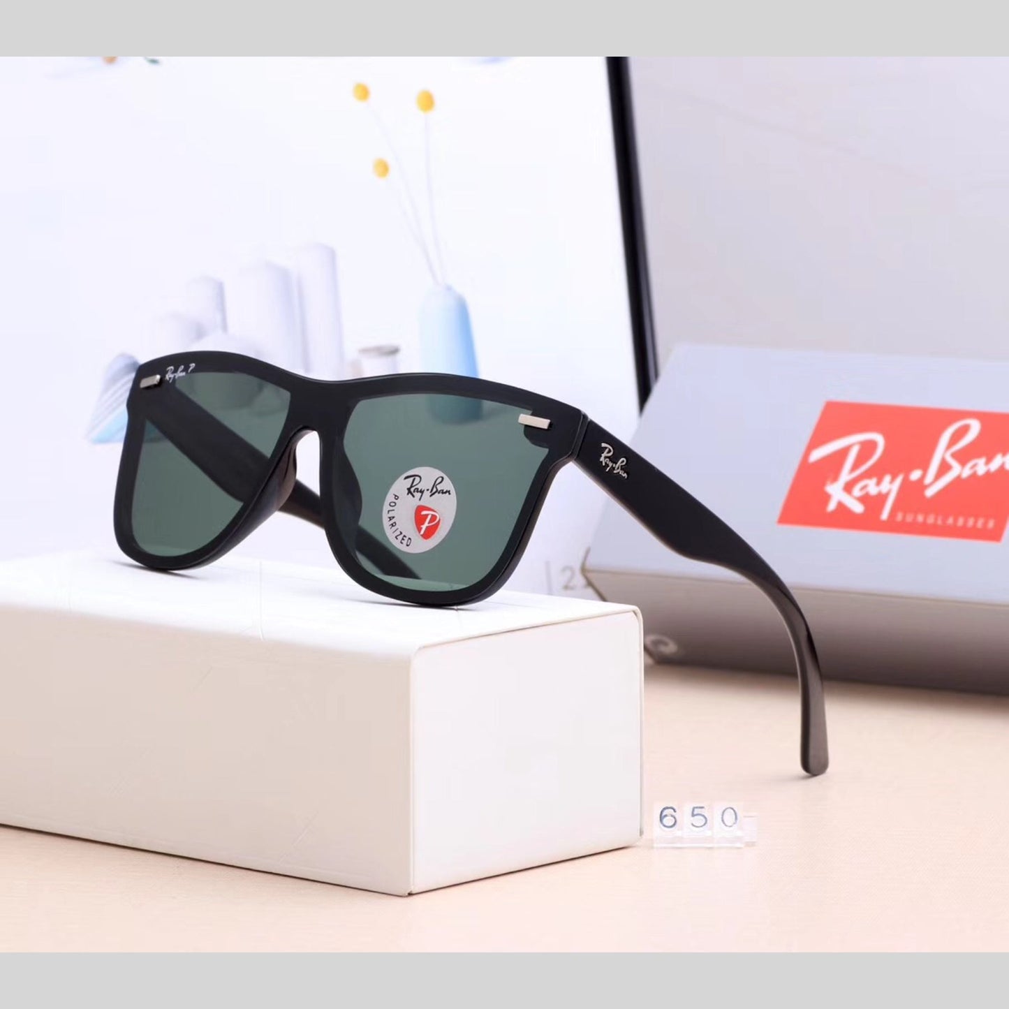 RAY-BAN New Addition Green & Black 650 Wayfarer Sunglass For Unisex