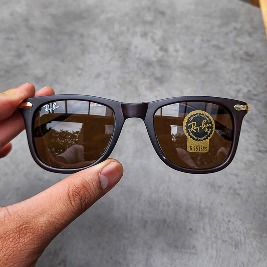 RAY-BAN New Modern Addition Brown & Gold 2148 Square Sunglass For Unisex