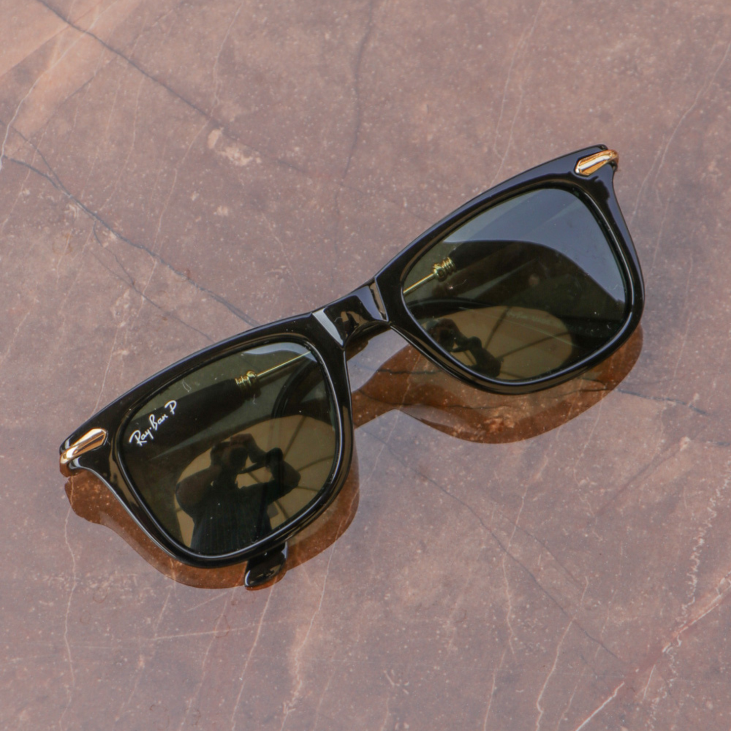 RAY-BAN New Modern Addition Green & Gold 2148 Square Sunglass For Unisex