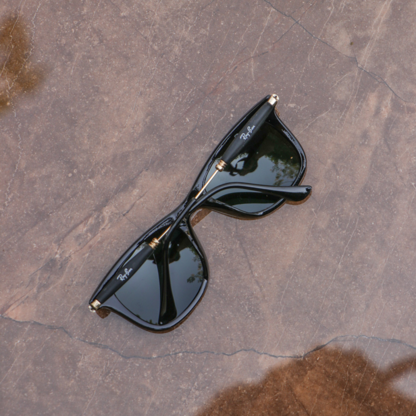 RAY-BAN New Modern Addition Green & Gold 2148 Square Sunglass For Unisex