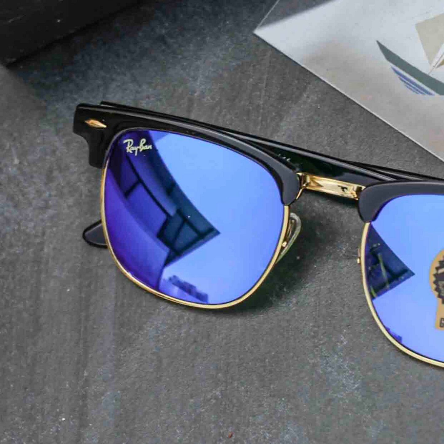 RAY-BAN New Stylish Blue & Gold 3016 Sunglass For Unisex