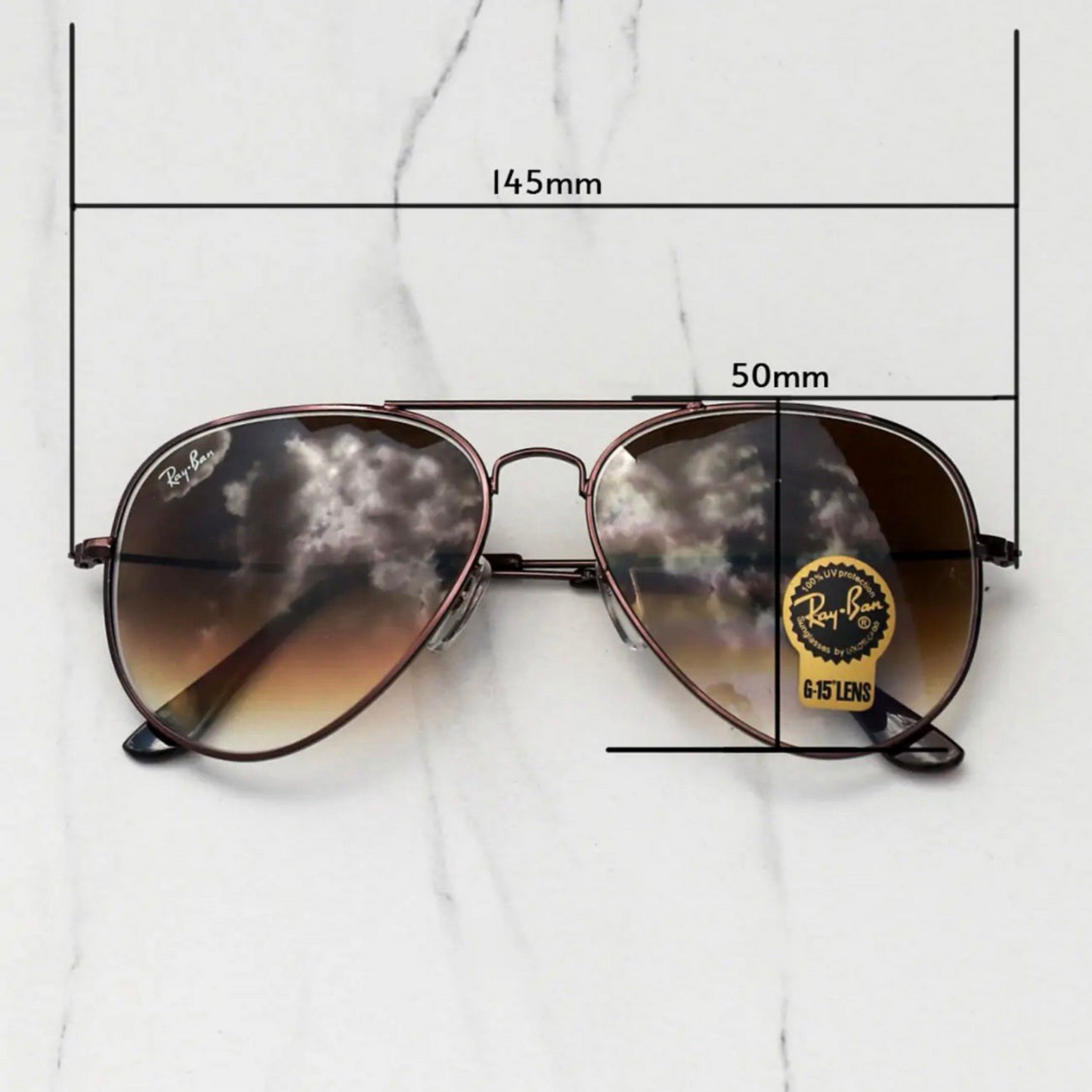 RAY-BAN Brown Shaded & Brown 3026 Aviator Causal Latest Sunglass For Unisex.