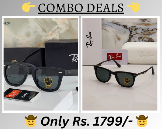 RAY-BAN New Top Trending Men's Pack Of 2 Combo Hot Favourite Wintage Sunglass For Unisex.