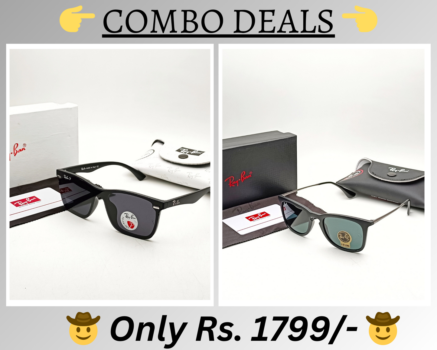 RAY-BAN New Top Trending Men's Pack Of 2 Combo Hot Favourite Wintage Sunglass For Unisex.