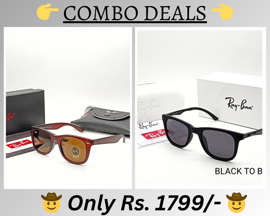 RAY-BAN New Top Trending Men's Pack Of 2 Combo Hot Favourite Wintage Sunglass For Unisex.