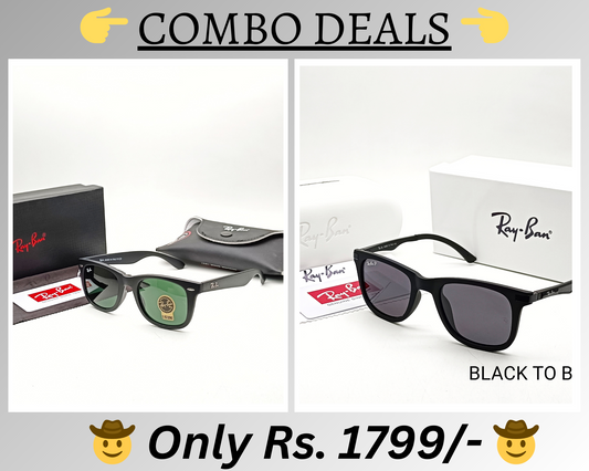 RAY-BAN New Top Trending Men's Pack Of 2 Combo Hot Favourite Wintage Sunglass For Unisex.