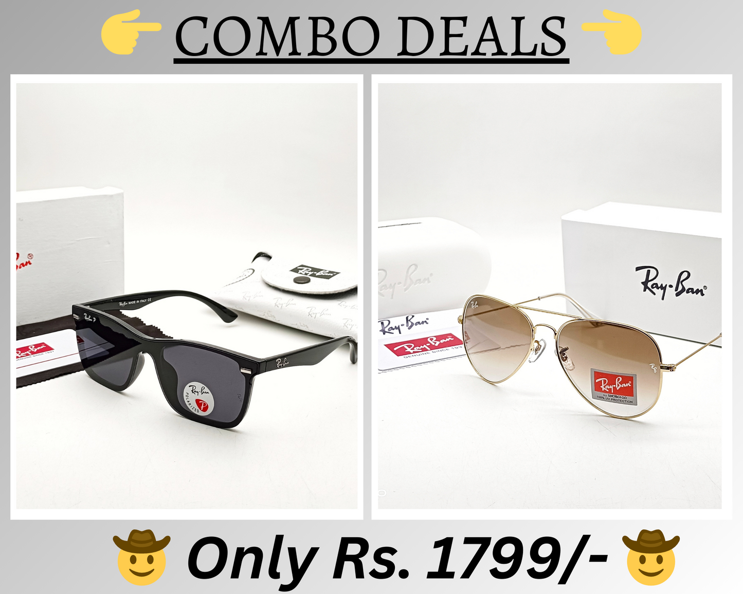 RAY-BAN New Top Trending Men's Pack Of 2 Combo Hot Favourite Wintage Sunglass For Unisex.