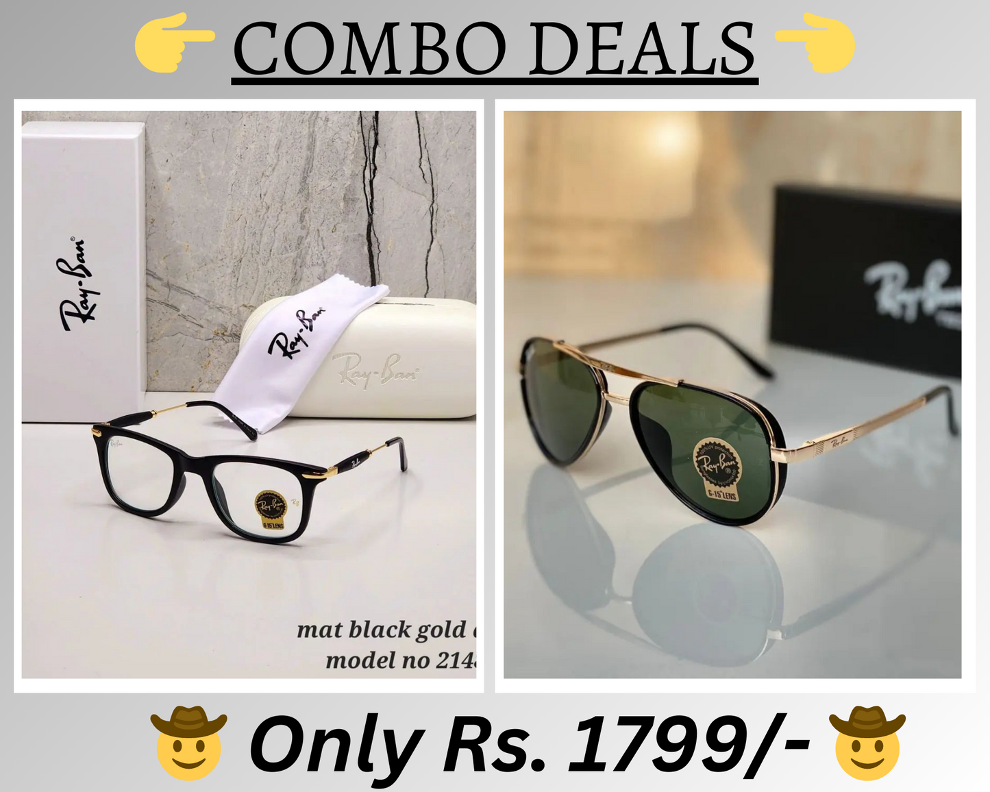 RAY-BAN New Top Trending Men's Pack Of 2 Combo Hot Favourite Wintage Sunglass For Unisex.