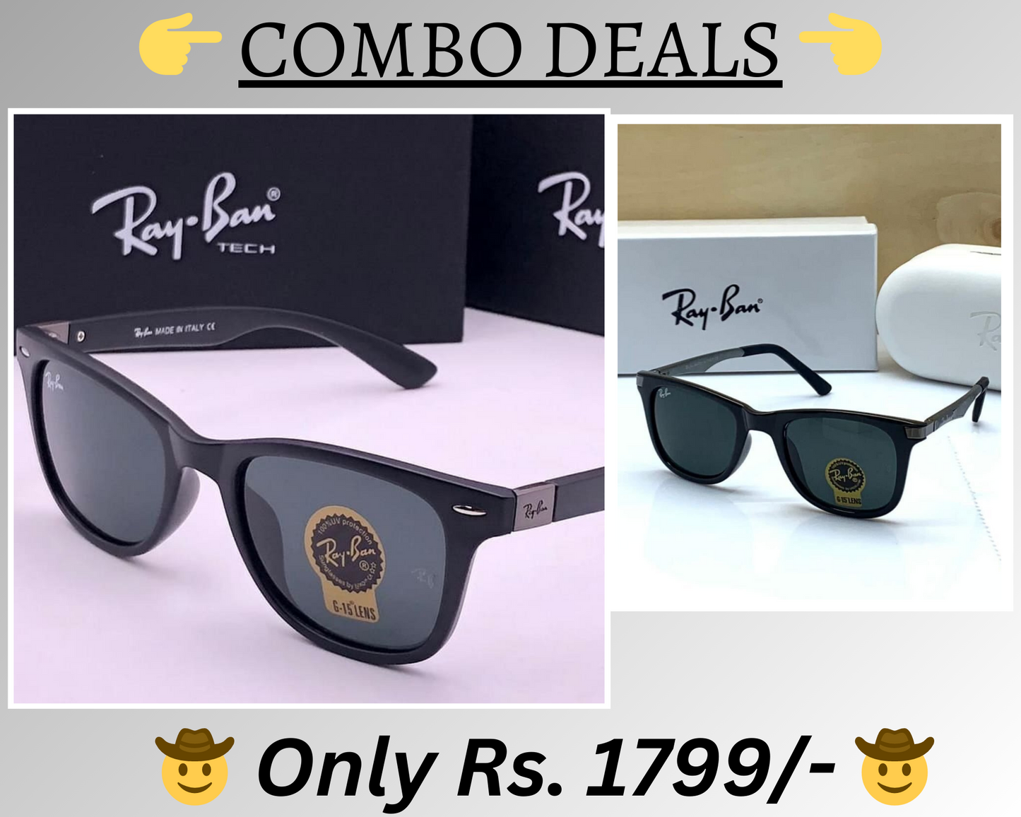 RAY-BAN New Top Trending Men's Pack Of 2 Combo Hot Favourite Wintage Sunglass For Unisex.