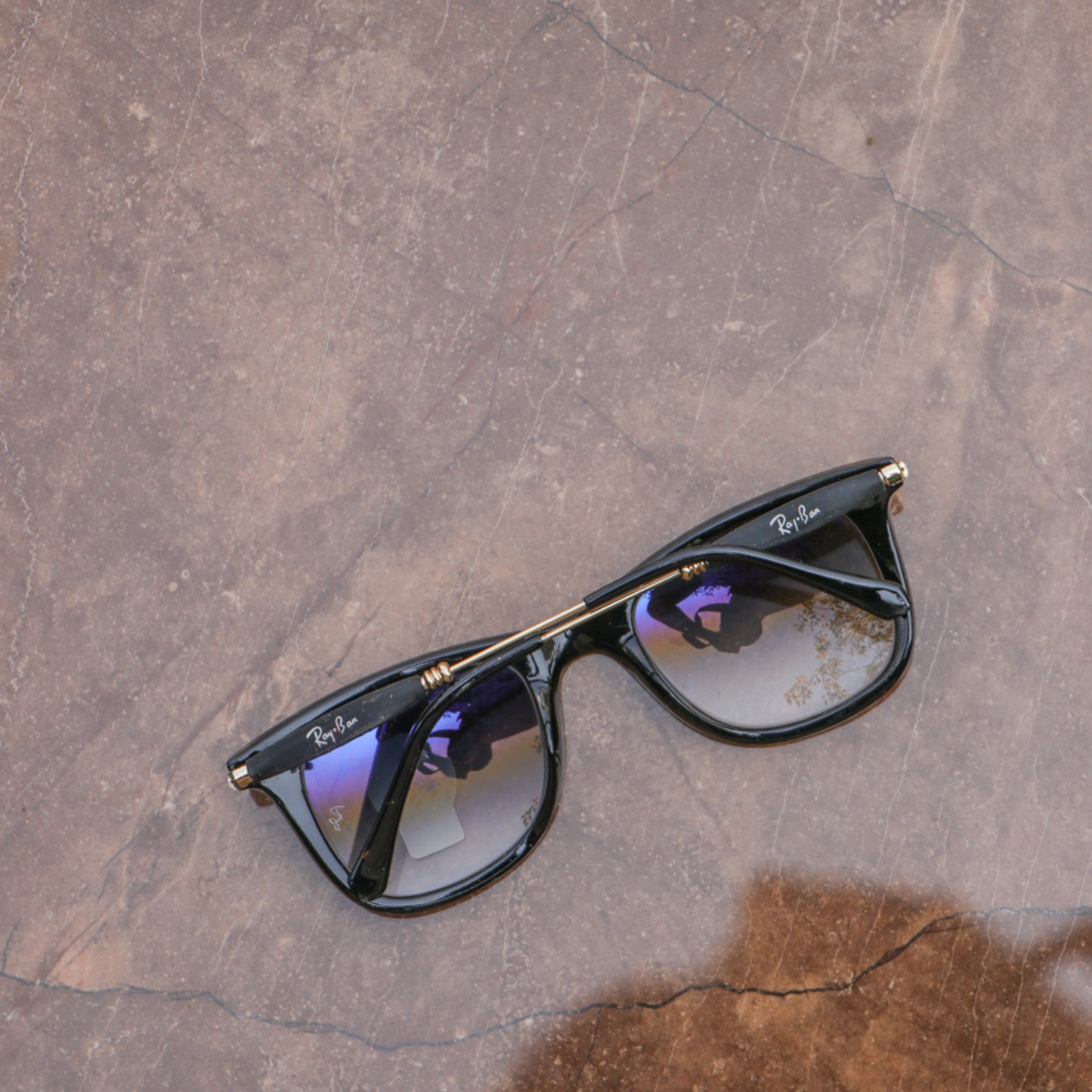 RAY-BAN New Modern Addition Blue Shaded & Gold 2148 Square Sunglass For Unisex