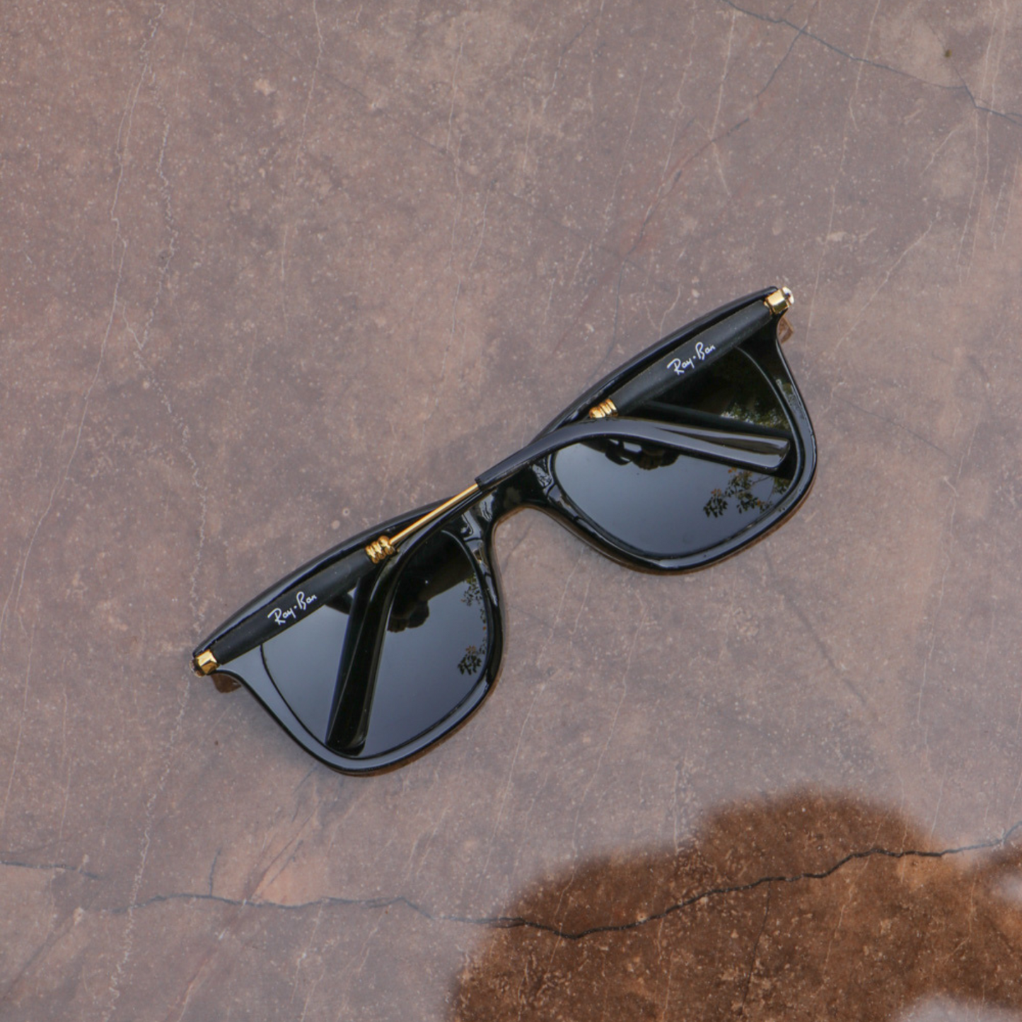 RAY-BAN New Modern Addition Black & Gold 2148 Square Sunglass For Unisex