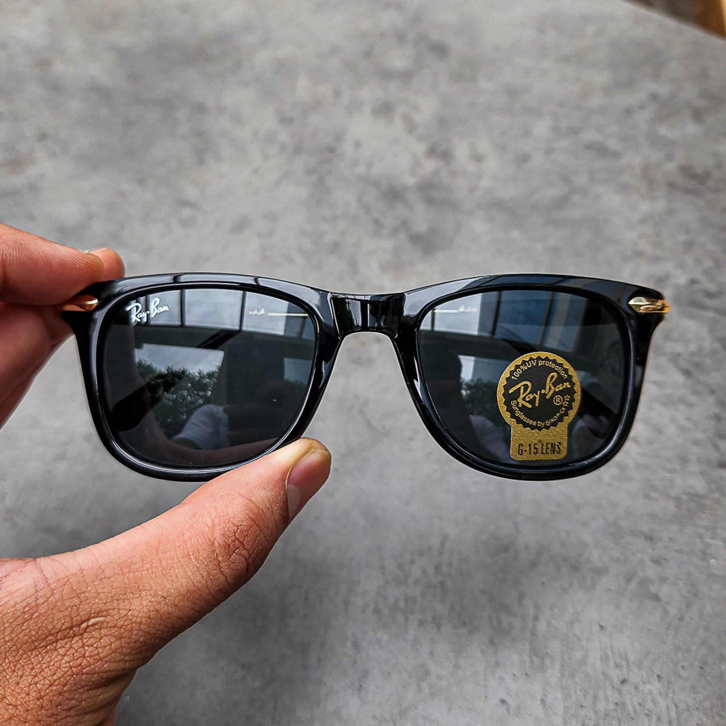 RAY-BAN New Modern Addition Black & Gold 2148 Square Sunglass For Unisex