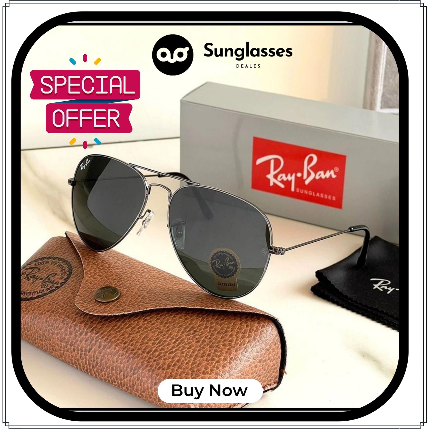 RAY-BAN Black & Black ( 3026 ) New 26-mm Men's Sunglasses.