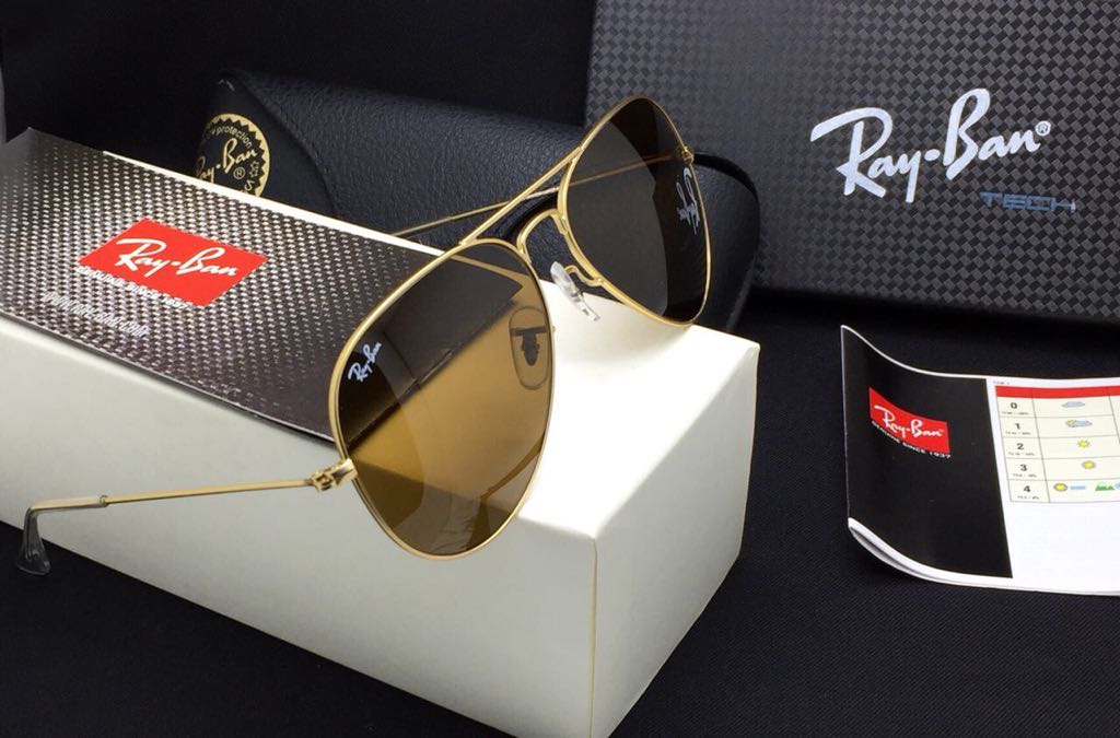 RAY-BAN Brown & Gold ( 3026 ) New 26-mm Men's Sunglasses.