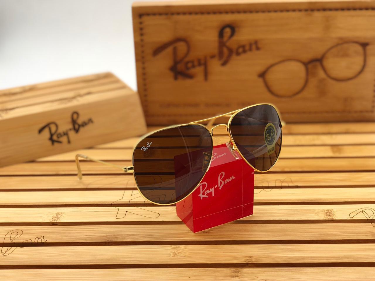 RAY-BAN Brown & Gold ( 3026 ) New 26-mm Men's Sunglasses.