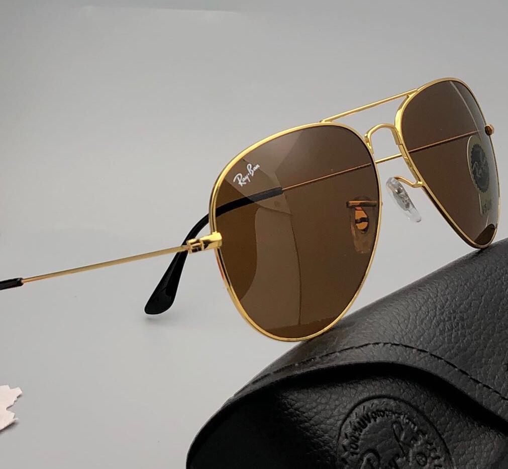 RAY-BAN Brown & Gold ( 3026 ) New 26-mm Men's Sunglasses.
