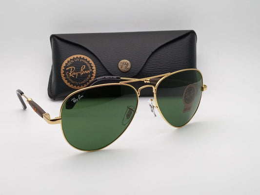 RAY-BAN Green & Gold 3517 Oval Trendy Hot Favourite Wintage Sunglass For Unisex.