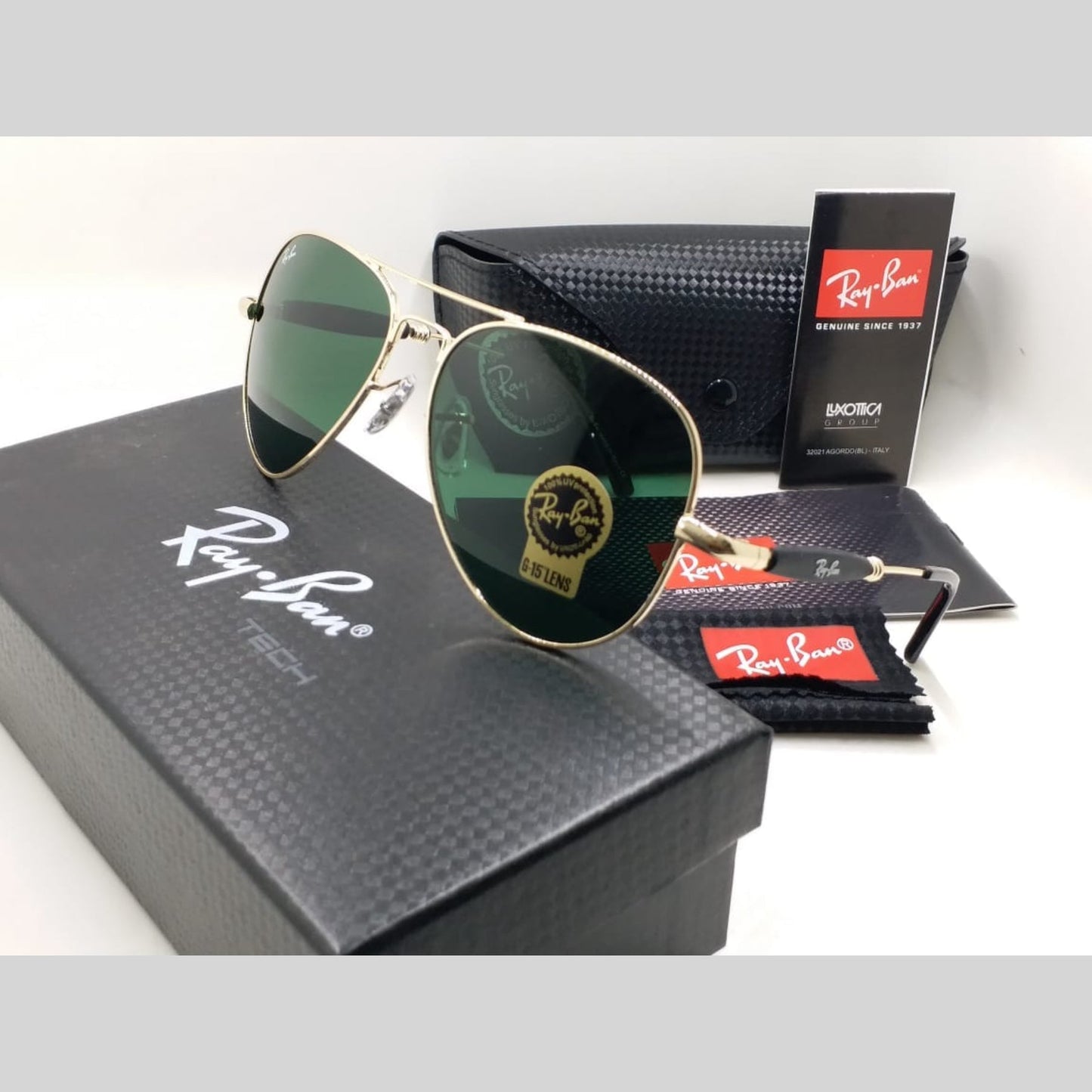 RAY-BAN Green & Gold 3517 Oval Trendy Hot Favourite Wintage Sunglass For Unisex.