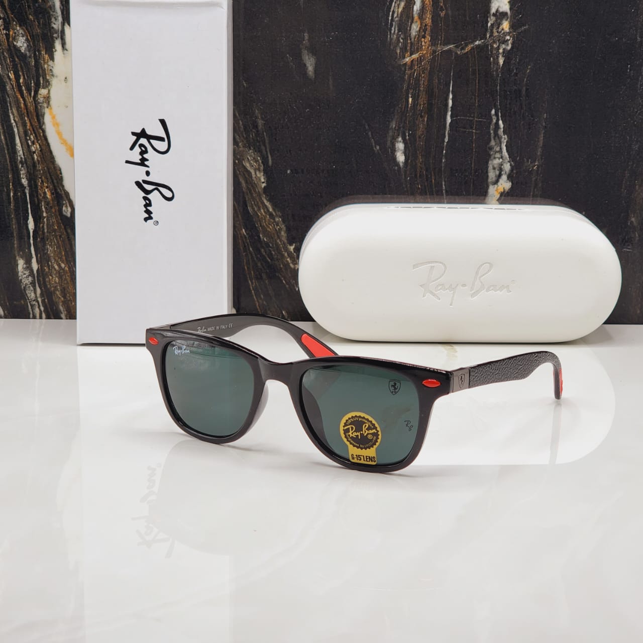 RAY-BAN New Stylish Black & Black 4195 Square Sunglass For Unisex
