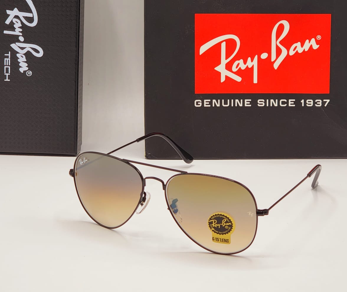 RAY-BAN Brown Shade Brown 3026 Aviator Trendy Hot Favourite Wintage Sunglass For Unisex.