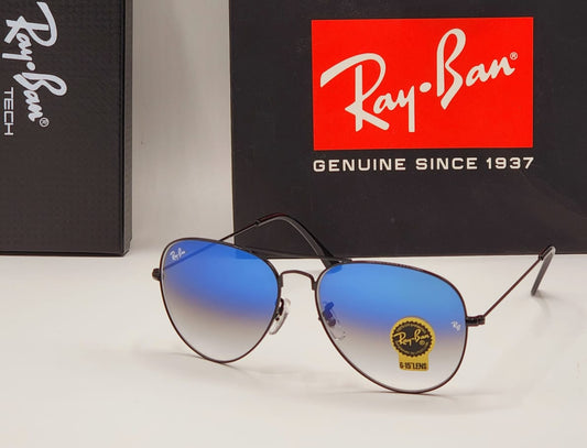 RAY-BAN Blue Shade & Black 3026 Oval Aviator Metal Trendy Hot Favourite Wintage Sunglass For Unisex.