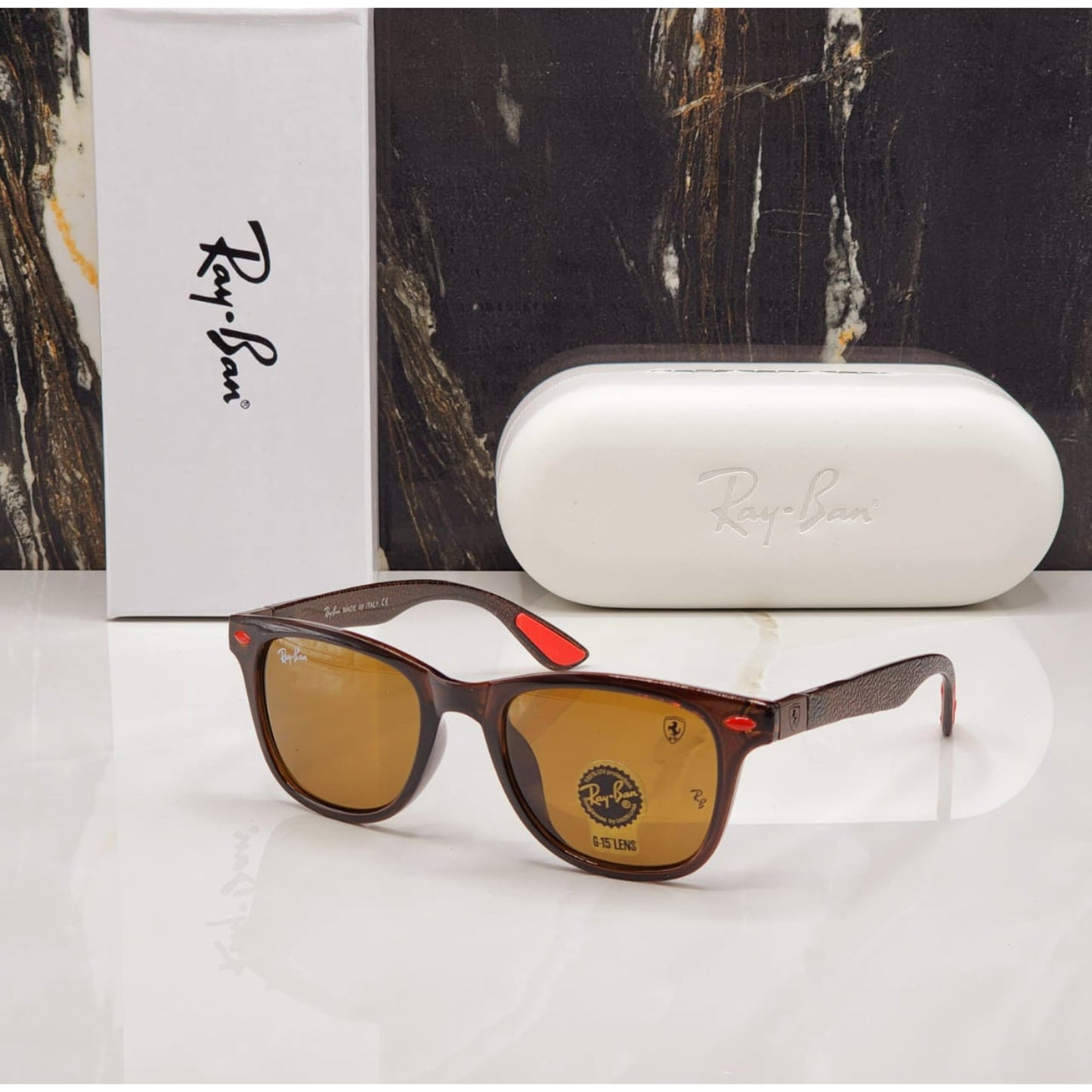 RAY-BAN All Season Special Men Women 7A Quality Shaded 4195 Square Causal Vintage Sunglasses For Unisex. ( B2 A1-4195 Mm )