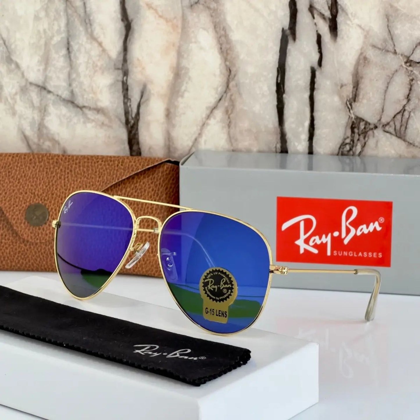 RAY-BAN New Fancy Men's Oval Aviator Silver Metal Frame Trendy Hot Favourite Wintage Sunglass For Unisex.