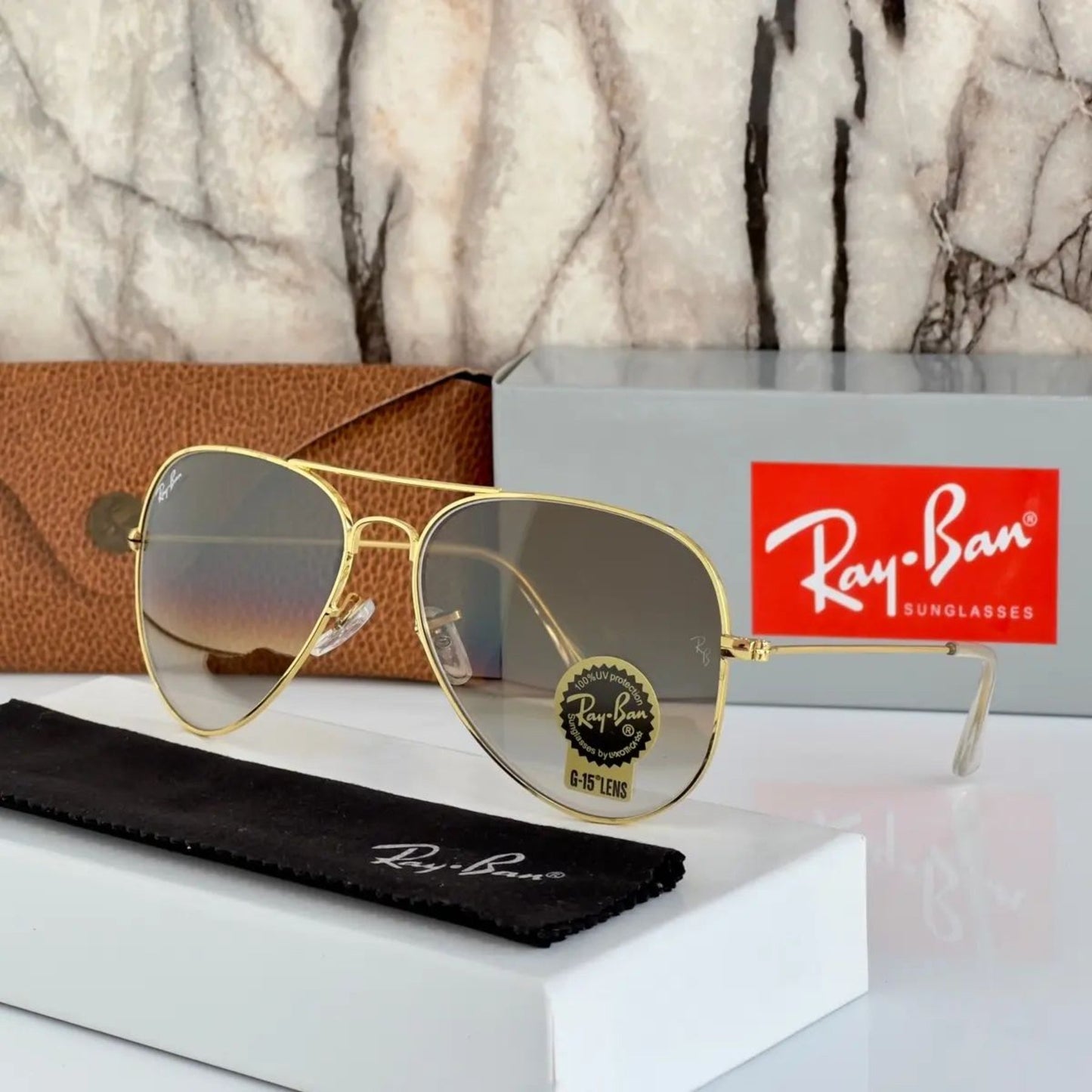 RAY-BAN New Fancy Men's Oval Aviator Silver Metal Frame Trendy Hot Favourite Wintage Sunglass For Unisex.