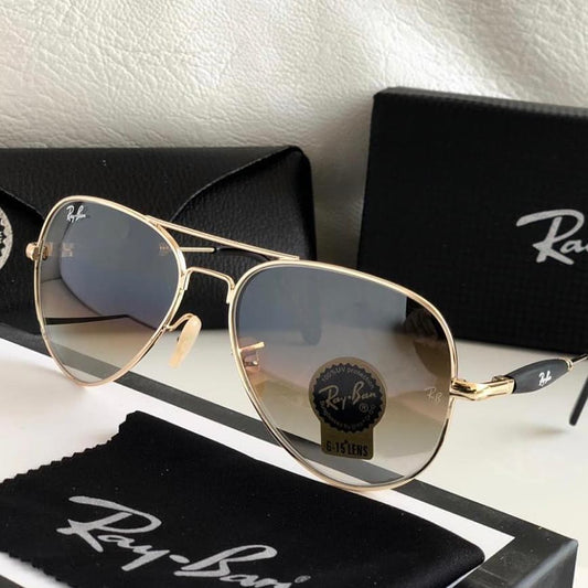 RAY-BAN Brown Shade & Gold 3517 Oval Trendy Hot Favourite Wintage Sunglass For Unisex.