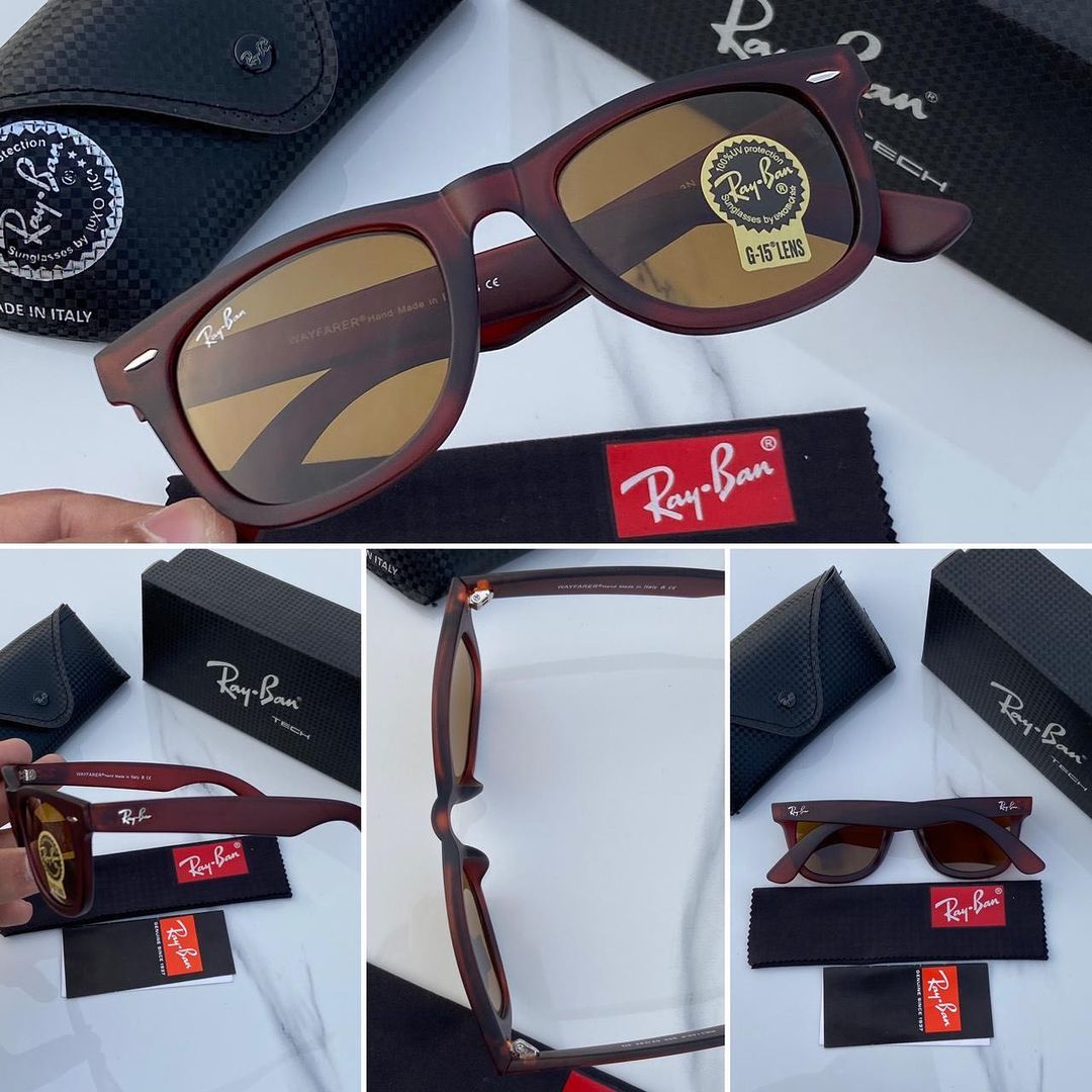 RAY-BAN Brown & Brown 2140 Wayfarer Trendy Hot Favourite Wintage Sunglass For Unisex.