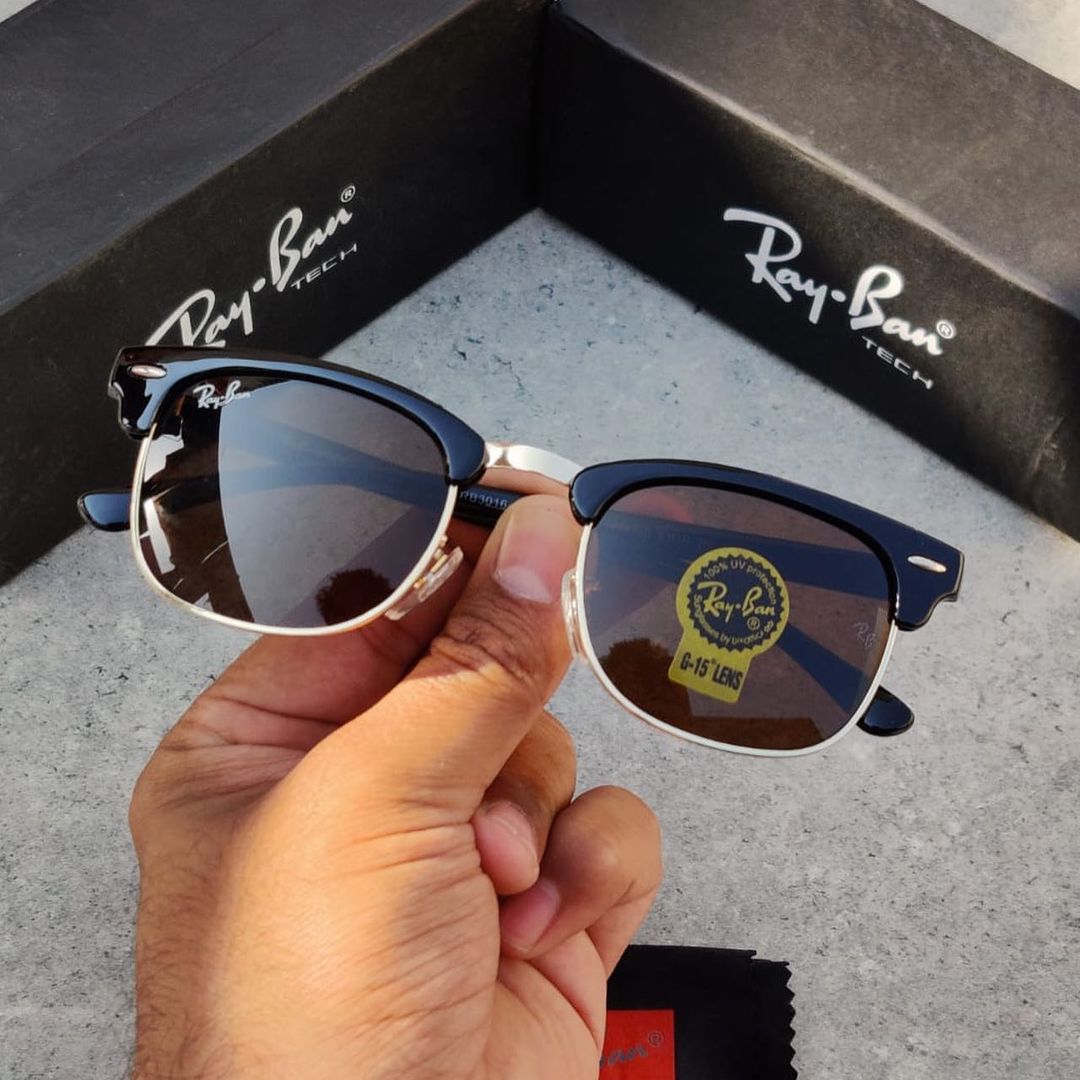 RAY-BAN Brown & Gold 3016 Club Master Trendy Hot Favourite Wintage Sunglass For Unisex.