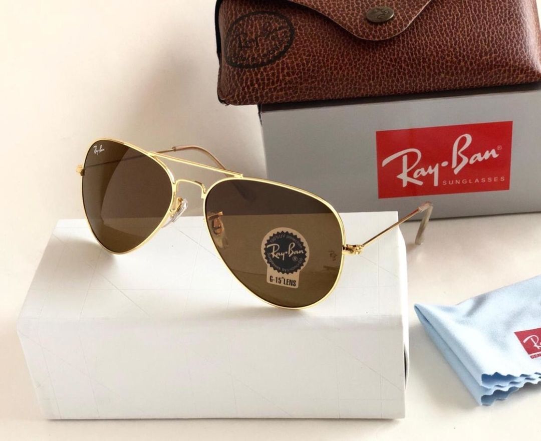 RAY-BAN Brown & Gold 3026 Aviator Hot Favourite Wintage Sunglass For Unisex.