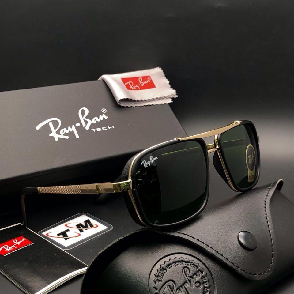 RAY-BAN Green & Gold 4413 Aviator Trendy Hot Favourite Wintage Sunglass For Unisex.