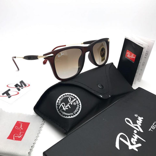 RAY-BAN New Modern Addition Brown Shaded & Gold 2148 Square Sunglass For Unisex