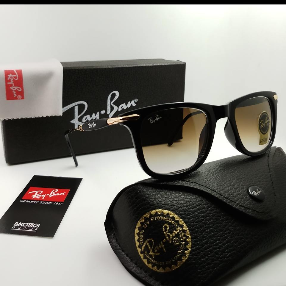RAY-BAN New Modern Stylish Addition Shaded Blue Shade & Gold 2148 Square Sunglass For Unisex