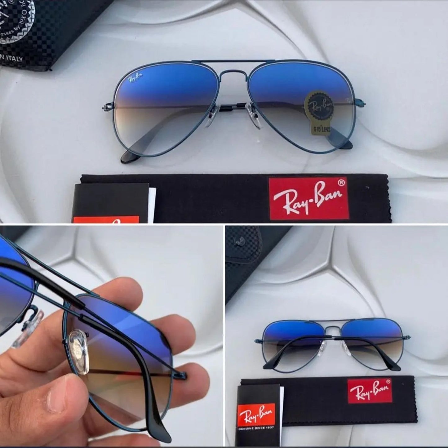 RAY-BAN New Modern Stylish Addition Shaded Blue Shade & Gold 3026 Oval Sunglass For Unisex